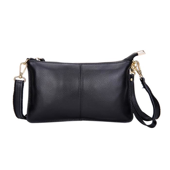 Sac Fourre-tout Femme En Cuir De Vache Et Fourrure Exotique - Noir, Taille Medium, Bandoulière Ajustable - Neuf Sans étiquettes