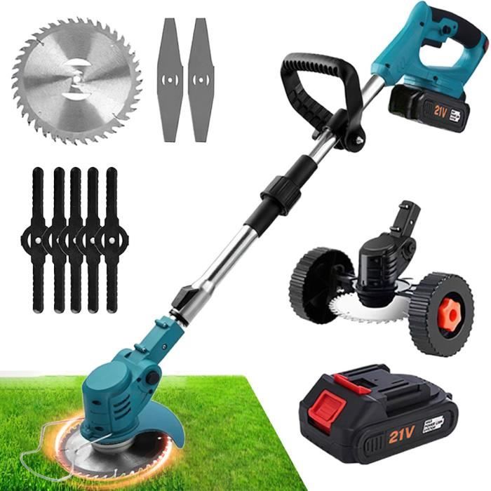 Coupe-bordures Sans Fil 21V Avec Batterie - Taille-haie Télescopique 3 En 1 - Lames Interchangeables - Pour Jardin Et Pelouse