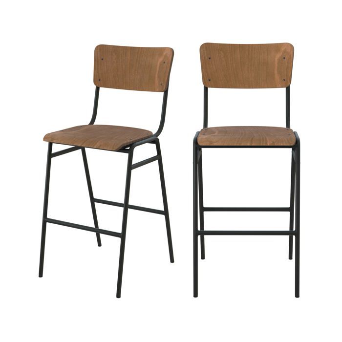 Lot de 2 chaises pour îlot central 66 cm en bois foncé - Clem - Maison Pavane Lot de 2 chaises pour îlot central 66 cm en bois foncé - Clem - Maison Pavane