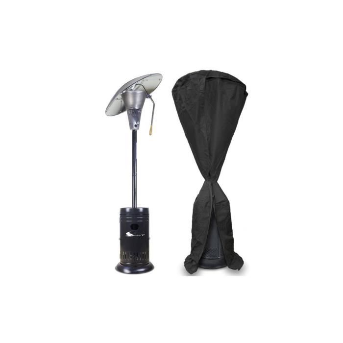 Parasol chauffant 13KW Sahara LUXE Noir Allumage /électronique Chaleur Orientable Tuyau d/étendeur propane et lest stabilt/é