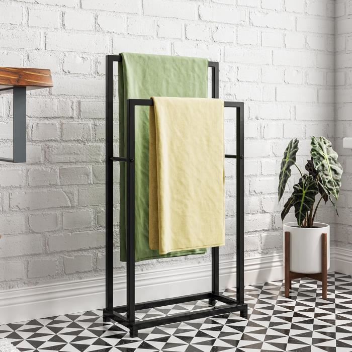 Porte-Serviettes De Sol Pliable En Acier Inoxydable 3 Barres - Forme Z Salle De Bain