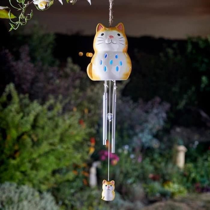 Carillon Solaire En Forme De Chat Cdiscount Maison