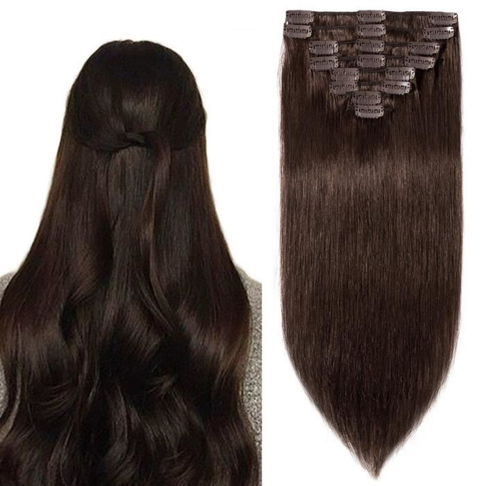 8 Bandes Extension Cheveux Naturel [Epaisseur Moyenne] Extension A Clip  Cheveux Humain Naturel Lisse De Haute Qualité [16\