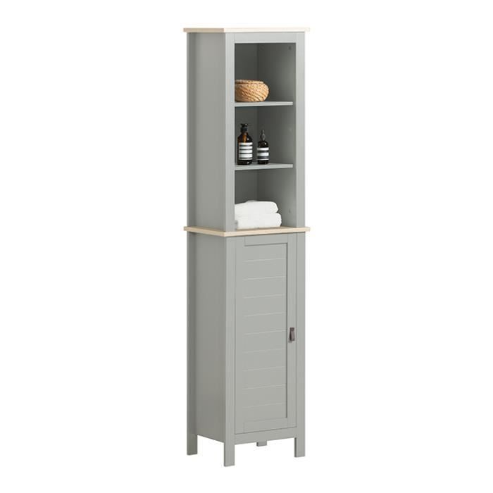SoBuy BZR68-HG Meuble Colonne de Salle de Bain Armoire de Salle de Bain - L39cm x P30cm x H169cm Gris