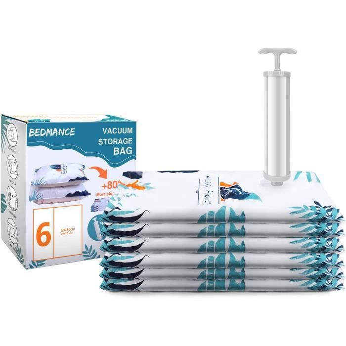 Bedmance Sac sous Vide Vetement Aspirateur 6Pcs 80 60CM Housse de Rangement sous Vide Reutilisable Sac sous Vide Couette Sto17 Cdiscount Maison