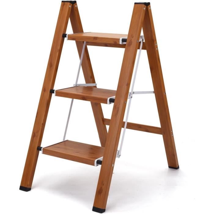 Escabeau Portable escabeau Pliant échelle en Bois Massif Multi-usages
