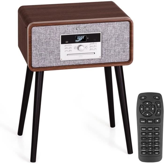Platine Vinyle Bluetooth Auna Avec Haut-parleurs - Lecteur CD, Radio DAB+/FM, USB - Design Vintage Bois