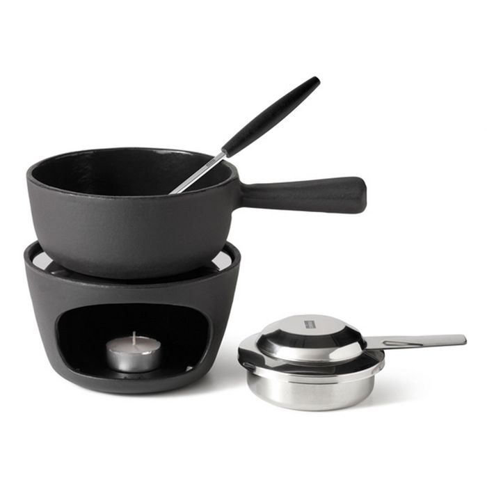 Stockli - service à fondue chocolat et fromage 1 fourchette noir-inox - 8569.80