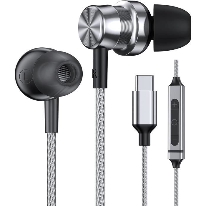 Casque d'écoute USB C de TITACUTTE pour écouteurs boutons avec fil  autonomes de type C S21 S22 de Samsung avec commande de volume BA