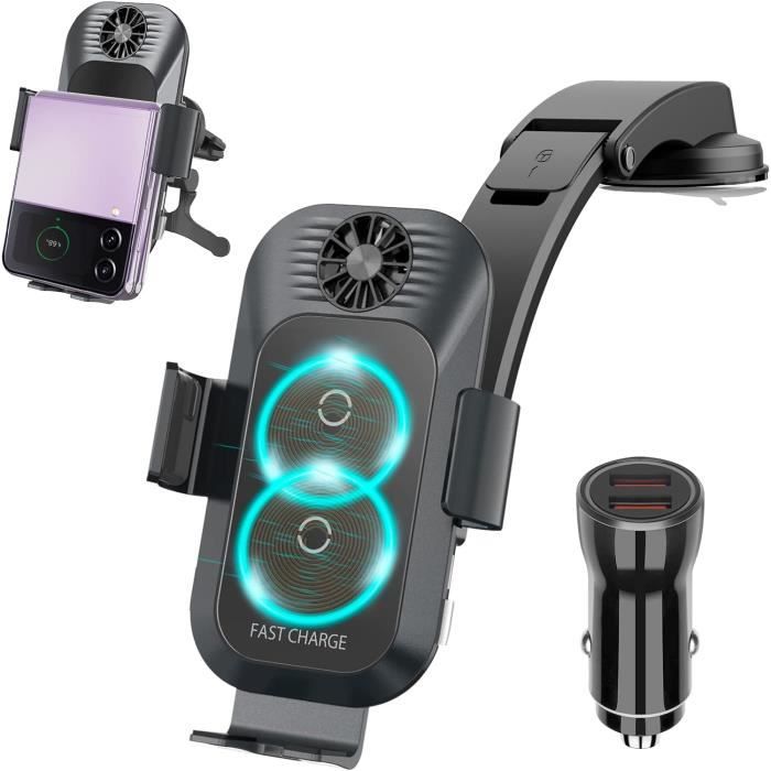Support Chargeur Voiture MagSafe 15W - Rotation 360°, Charge Rapide Sans Fil - Compatible IPhone 12/13/14/15
