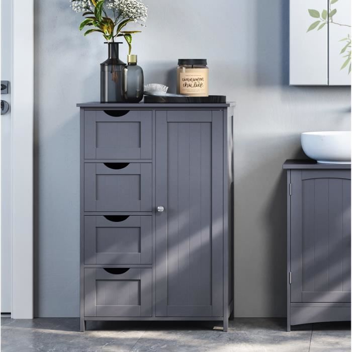 VASAGLE Meuble Salle de Bain Rangement, Commode avec 4 Tiroirs, Placard