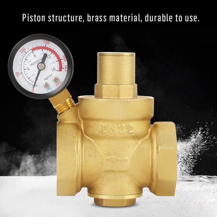 Réducteur De Pression Eau 1 Pouce DN32 - Avec Manomètre Et Filtre Laiton