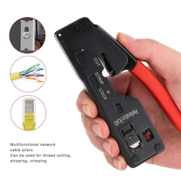 Pince à Sertir Et Dénuder Câbles Réseau - Outil Manuel ABS Pour Connexions électriques Et Réseau - 4