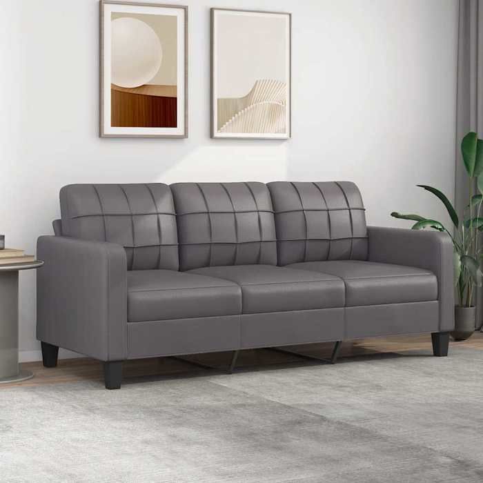 vidaXL Canapé à 3 places Gris 180 cm Similicuir 359124