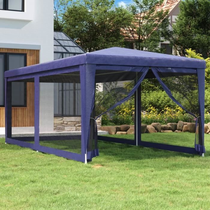 319237 vidaXL Tente de fête avec 6 parois latérales en maille Bleu 3x6 m PEHD