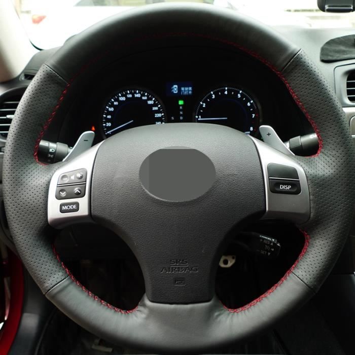 Housse Volant Cuir Synthétique Noir Fil Rouge Pour Peugeot 307 (2001-2008) - Cousue Main - 10
