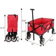 Brouette-Chariot de Jardin Pliable-90x48x96cm,Charge Maximum 150 lbs-Rouge-1