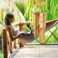 Relaxdays Carillon à vent bambou, moulin à vent, son, décoration jardin, bois, feng shui mobile, 73 cm, nature-1