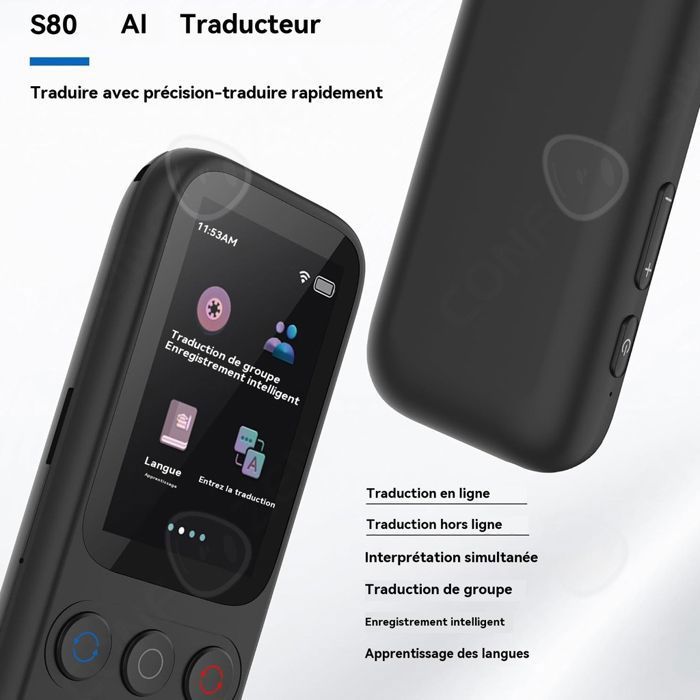 Traducteur Vocal Instantané 138 Langues - Avec Traduction Photo Hors Ligne - Écran 6.1cm - Parfait Pour Voyages