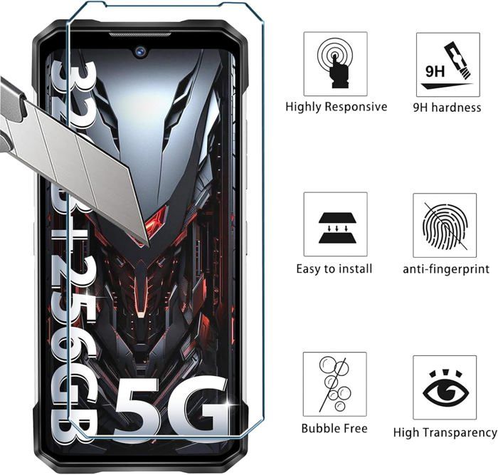 Coque + Verre Trempé Pour Doogee S118 (6.58") - TPU Souple Noir + Protection Écran 9H Ultra-Résistante