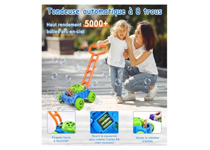 Machine à Bulles MOZOOSON – Tondeuse à Gazon Soufflante, 600 Bulles/min, Avec 2 Flacons De Liquide, Cadeau