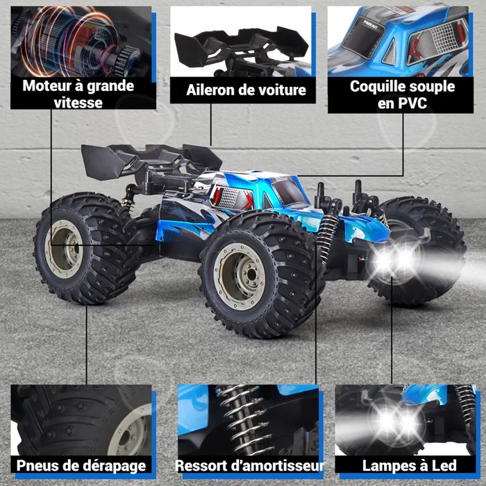 KINSAM Voiture Telecommandé,1:16 Voiture Telecommandé Tout Terrain Rc Enfant 25km Hmarron Camion Telecommandemonste Amz B08