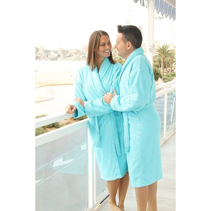 Peignoir unisexe pour femme et homme 100% coton ponge amricain 400