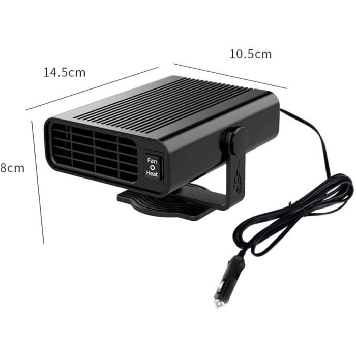 Ventilateur-chauffage 2 En 1 Pour Voiture – 150W 12V – Désembue Et Dégivre En Hiver, Rafraîchit En été