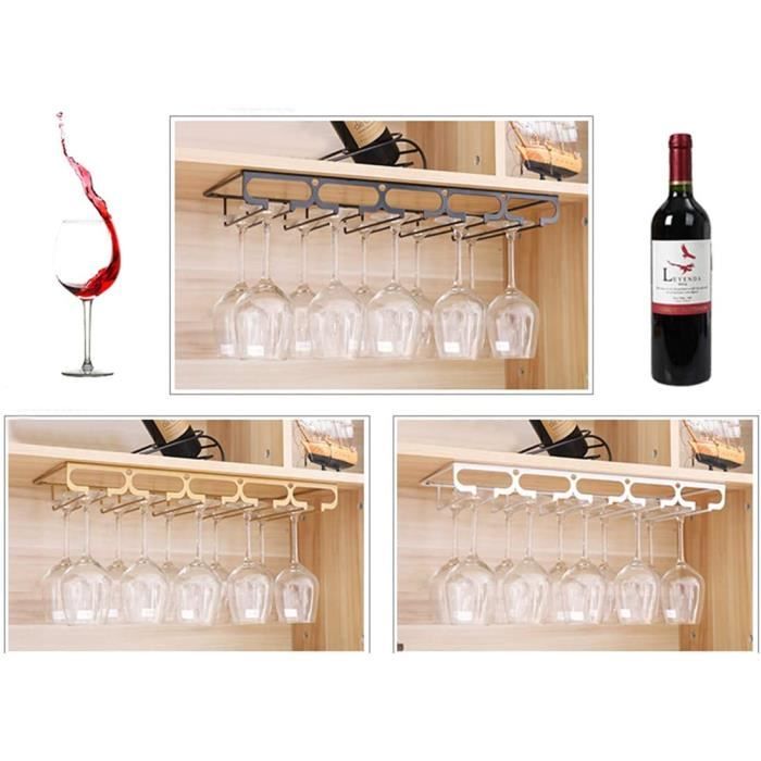 Porte-verres à Vin Sous Armoire - Lot De 2, Sans Perçage, Noir - Pour Cuisine, Bar, Salle à Manger