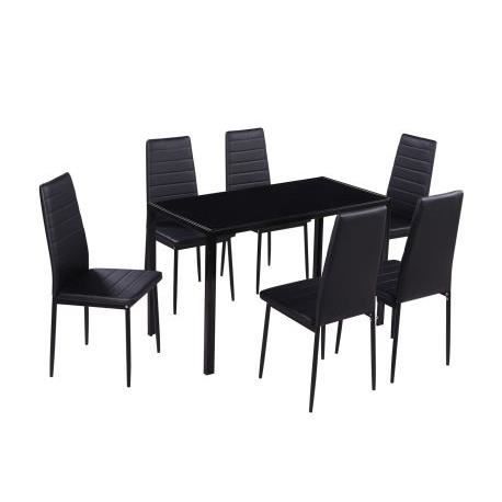 TABLE A MANGER AVEC CHAISES - 1 Table 120 x 60 x 74 cm et 6 Chaises 43 x 50  x 96 cm - Noir - Cdiscount Maison
