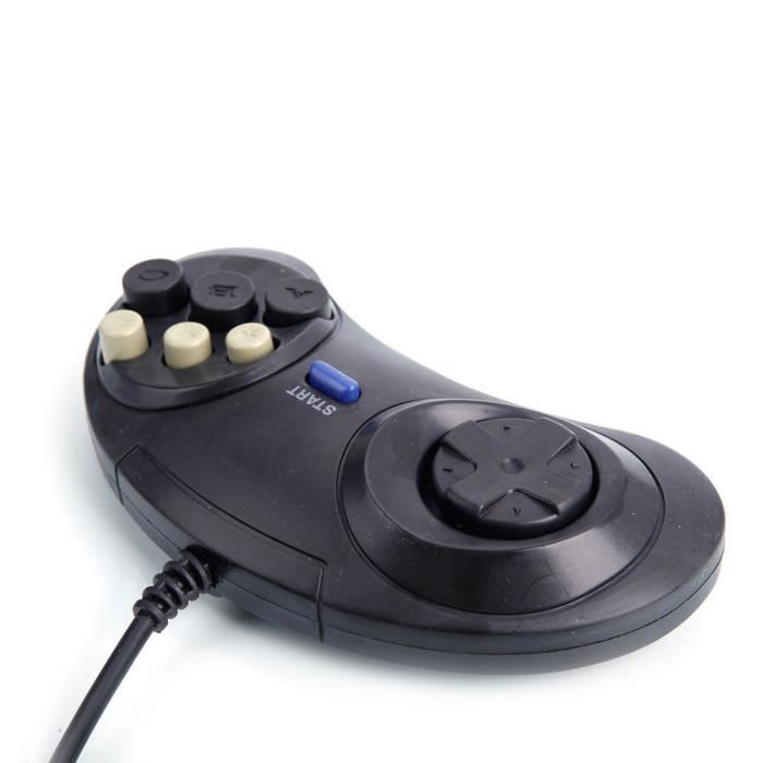 Retro-bit - Manette Filaire Noire BIG6 Sega Mega Drive & Genesis - Port d'origin