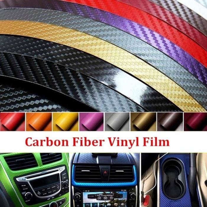 Film Voiture Adhésif 3D Carbone Mat - BKstuff, Noir, Sans Bulles, PVC Auto-adhésif