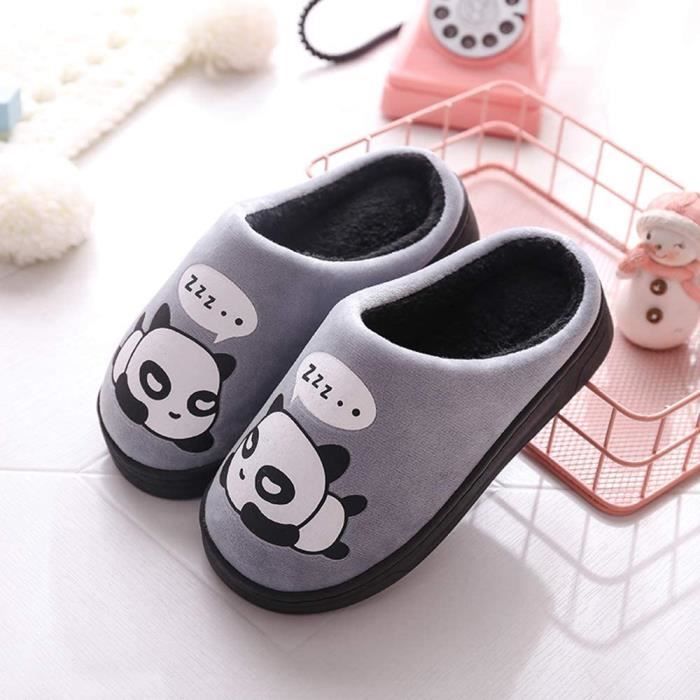 Chaussons - Mignon Panda Peluche - Hiver Antidérapants bébé Chaussures -  Gris Gris - Cdiscount Chaussures