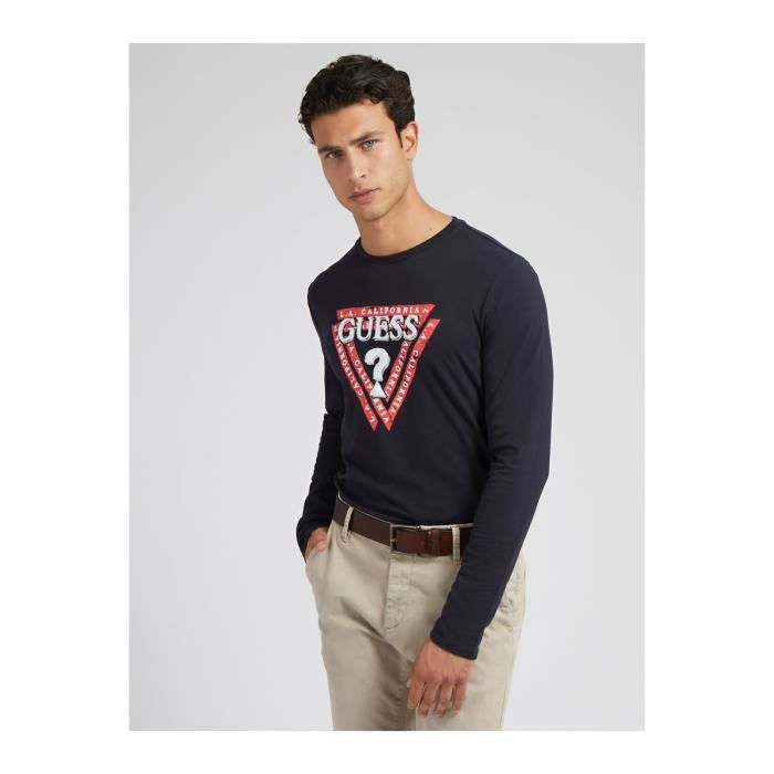 T shirt guess sales manche longue homme