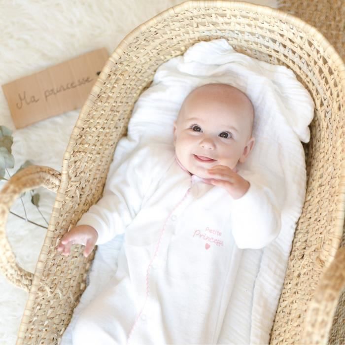 Pyjama bebe TROIS KILOS SEPT Velours Rose Col Claudine