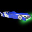 SUC Lit voiture de course pour enfants avec LED 90 x 200 cm Bleu   SUC1-2
