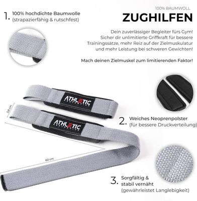 Sangles De Levage Rembourrées 60cm - Pour Haltérophilie Et Musculation - 100% Coton