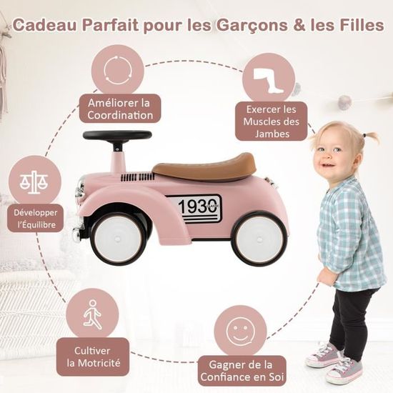 Porteur Enfant SOARS 1-3 Ans - Voiture Avec Volant Et Klaxon, Roues Antidérapantes, Charge 25 Kg, Cadeau Fille & Garçon