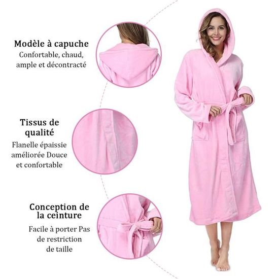 Peignoir Long En Coton Betz FULDA - Homme & Femme - Pour Sauna, Spa Et Maison - Capuche - Très Doux - Lavable Machine - 4