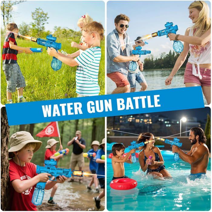 Pistolet à Eau Électrique Puissant Avec Effets Flash Et Recul - 320ml, Portée 8m - Jouet Été Piscine Plage