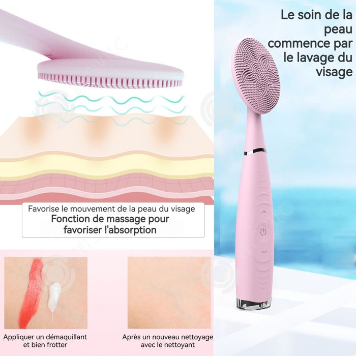 Brosse Nettoyante Visage électrique étanche - 2 Vitesses, Autonomie 4h - Comme Foreo UFO Mini