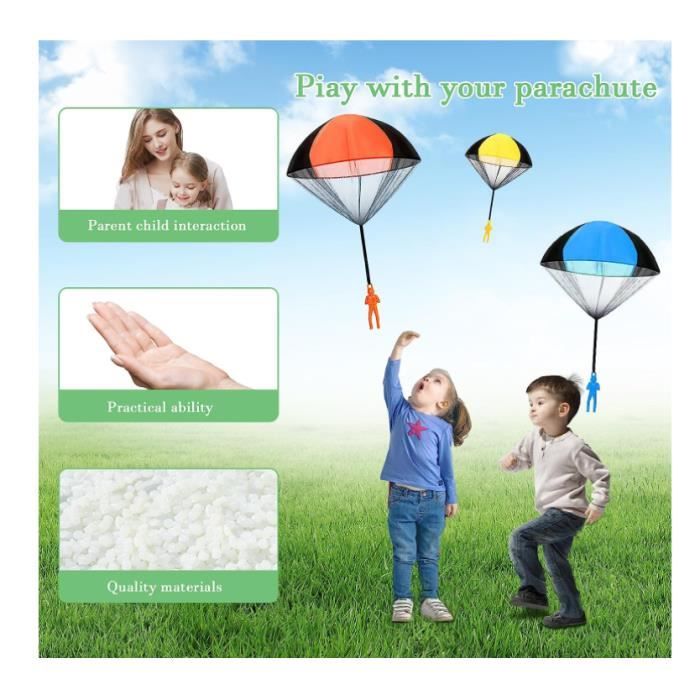 10 Parachutes Jouets à Lancer - Jouets De Plein Air Pour Enfants, Couleurs Vives, Pas D'assemblage Requis