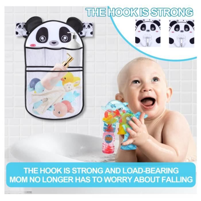 Organiseur Bain Enfant Filet De Rangement Pour Jouets De Bain - 27x25x32 Cm - Avec 4 Crochets Adhésifs - Nylon - Drainage Rapide - HOTUT