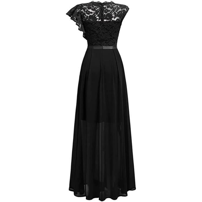Robe de soirée élégante maxi-longue à dentelle noire pour femme (Plusieurs  couleurs disponibles) - Prêt à porter et accessoires