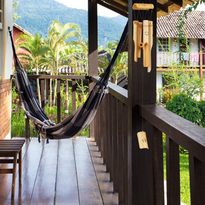 Carillon à Vent En Bambou Relaxdays - Sons Apaisants, Décoration Feng Shui - Pour Jardin, Balcon, Intérieur - 65 Cm Baton De Pluie