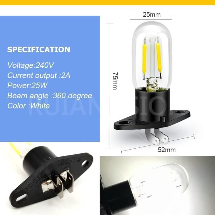 Ruiandsion Micro-ondes Ampoule Z187 Base 240V 2A 25W LED Micro-ondes Lampe  Ampoule pour Four à Micro-Ondes Universelle Poire [441] - Cdiscount Maison
