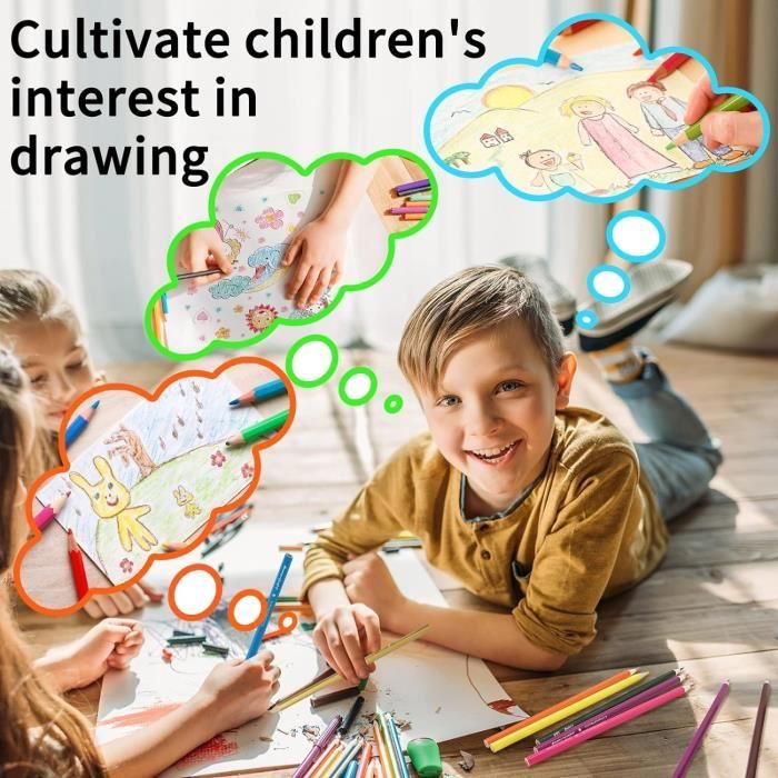 Lot De 5 Crayons Empilables 12 Couleurs – 25 Cm – Cire ABS – Cadeau Fête, Anniversaire Enfant