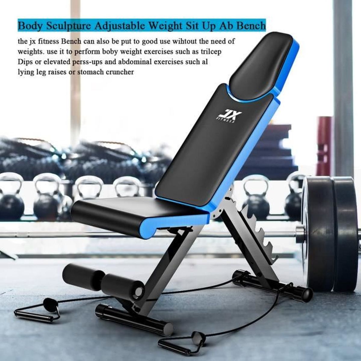 JX FITNESS Banc de Musculation R/églable Banc de Poids Gymnastique /à Domicile /& Abdominaux Banc inclin/é Plat Banc dexercice de D/éclin Entra/înement