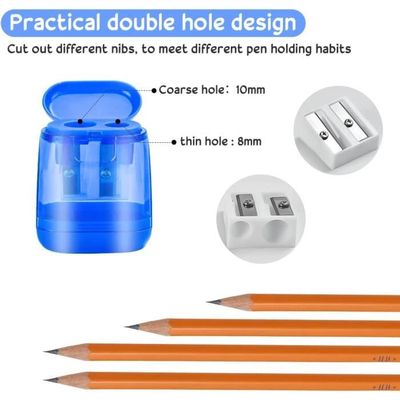 4 Taille-Crayons Avec Récipient Coloré - Double Trou - Pour École, Bureau