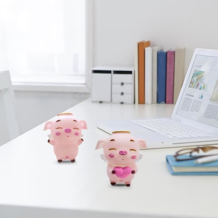Shipenophy Statue de cochon en résine Statue de jardin de cochon mignon Figurine d'animaux en résine jardin pour Mini Rose - Maison